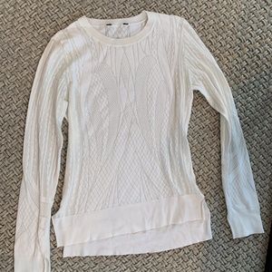 BCBG long sleeve tee white razor cut modern lace M